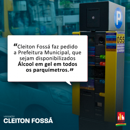 Cleiton Foss Em tramitação na Câmara de Vereadores, a indicação de autoria do vereador Cleiton Fossá, busca tornar obrigatório a disponibilização de álcool gel 70% ao lado dos...